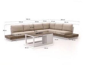 Bellagio hoek loungeset met vuurtafel 5-delig