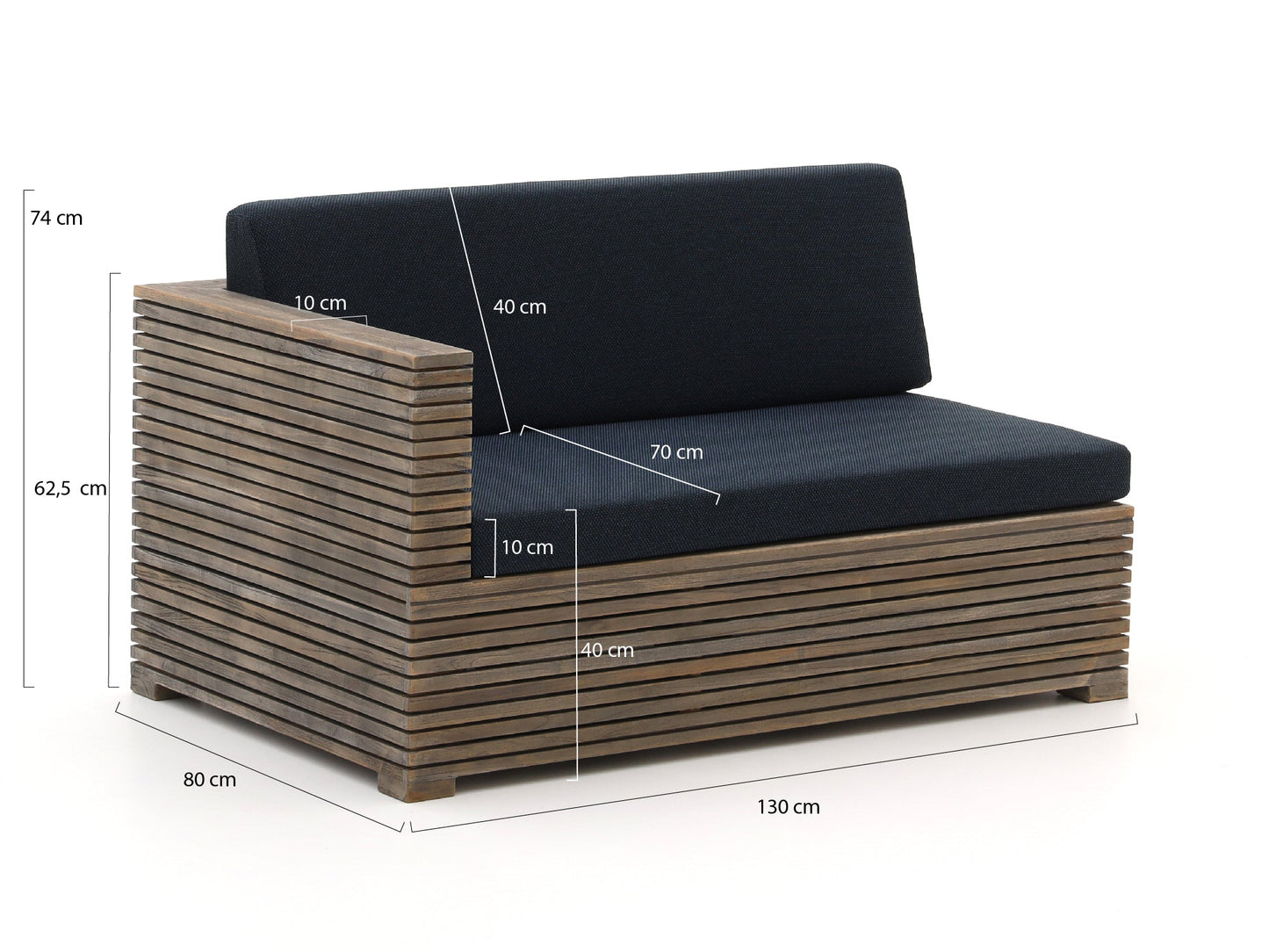 ROUGH-C hoek loungeset 4-delig (Zwart)