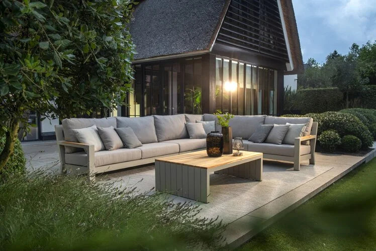 Bango hoekloungeset 286×286 – flax beige incl tafel