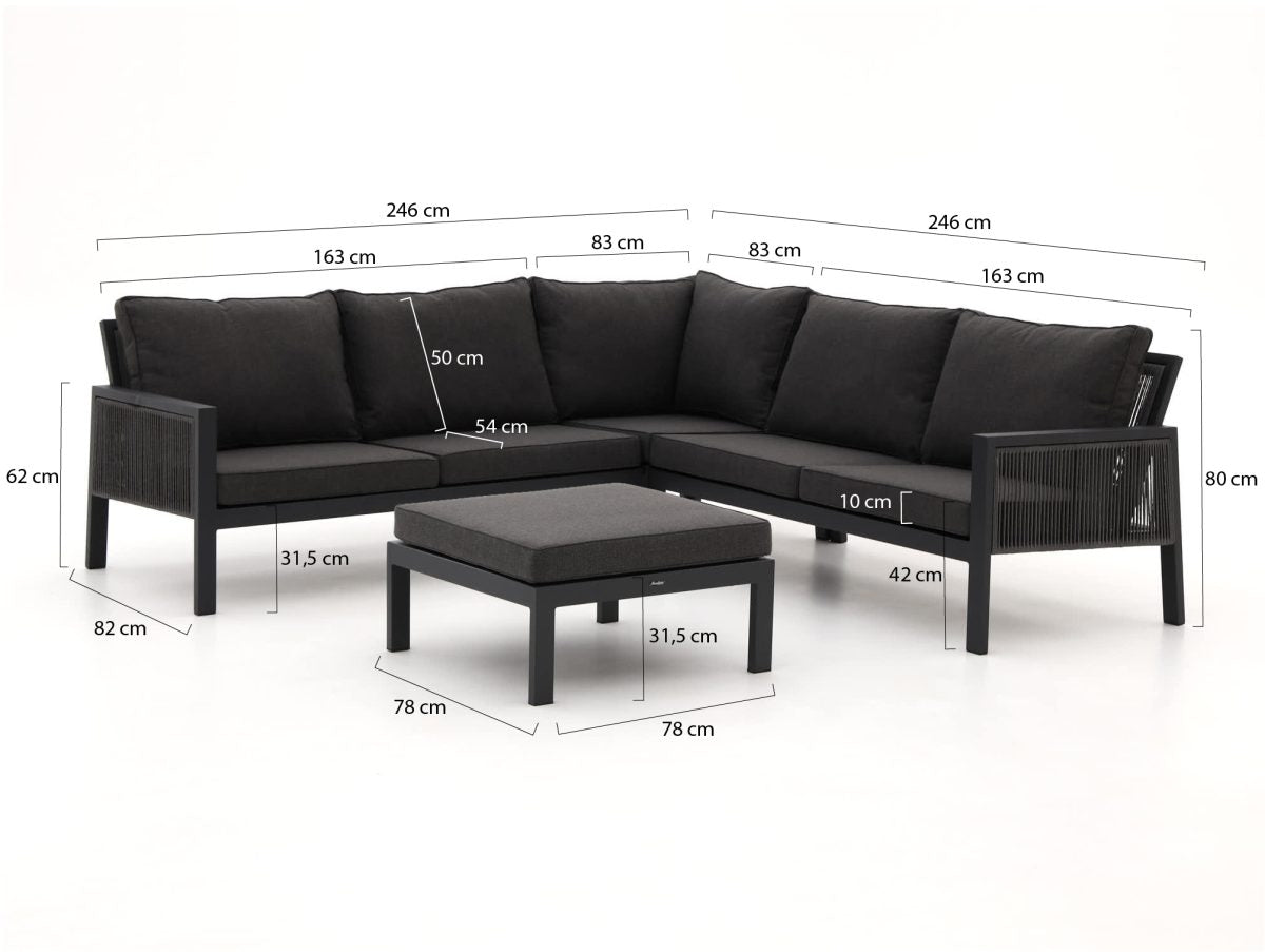 Manifesto Alzano hoek loungeset 4-delig (Zwart)