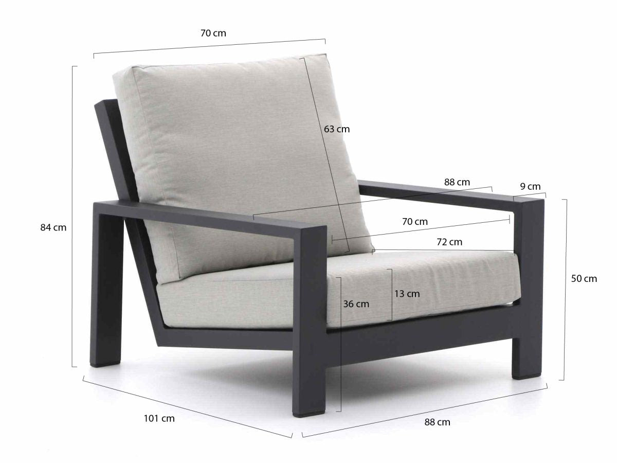Bellagio stoel loungeset met vuurtafel 5-delig
