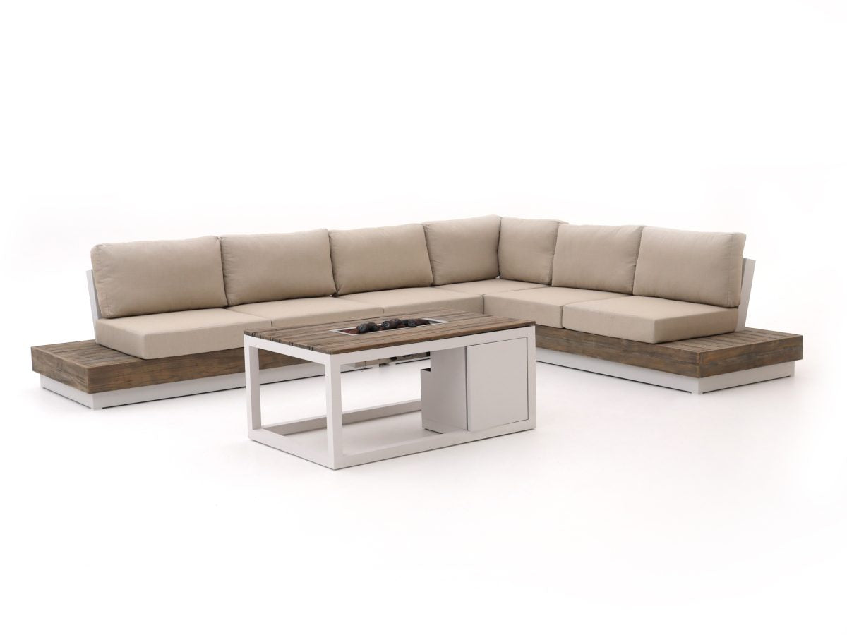 Bellagio hoek loungeset met vuurtafel 5-delig