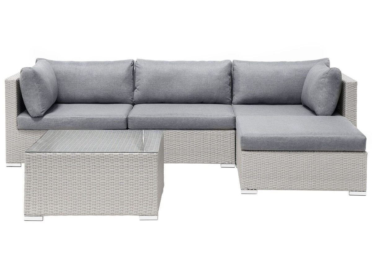 Sano Tuin hoekloungeset met tafel 4-zitter (Grijs)
