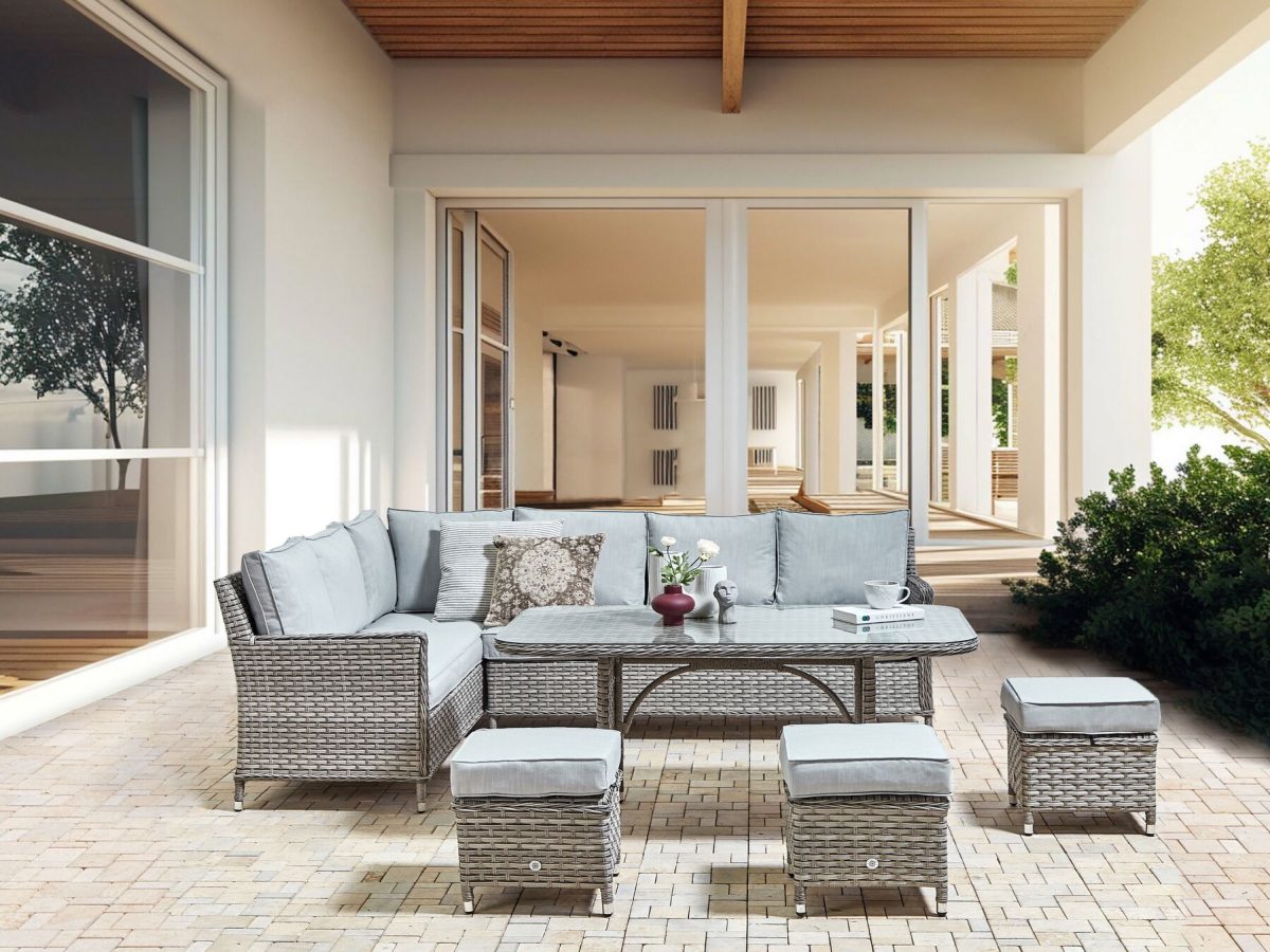 LACONA Loungeset met tafel en ottomaan 9-zitter