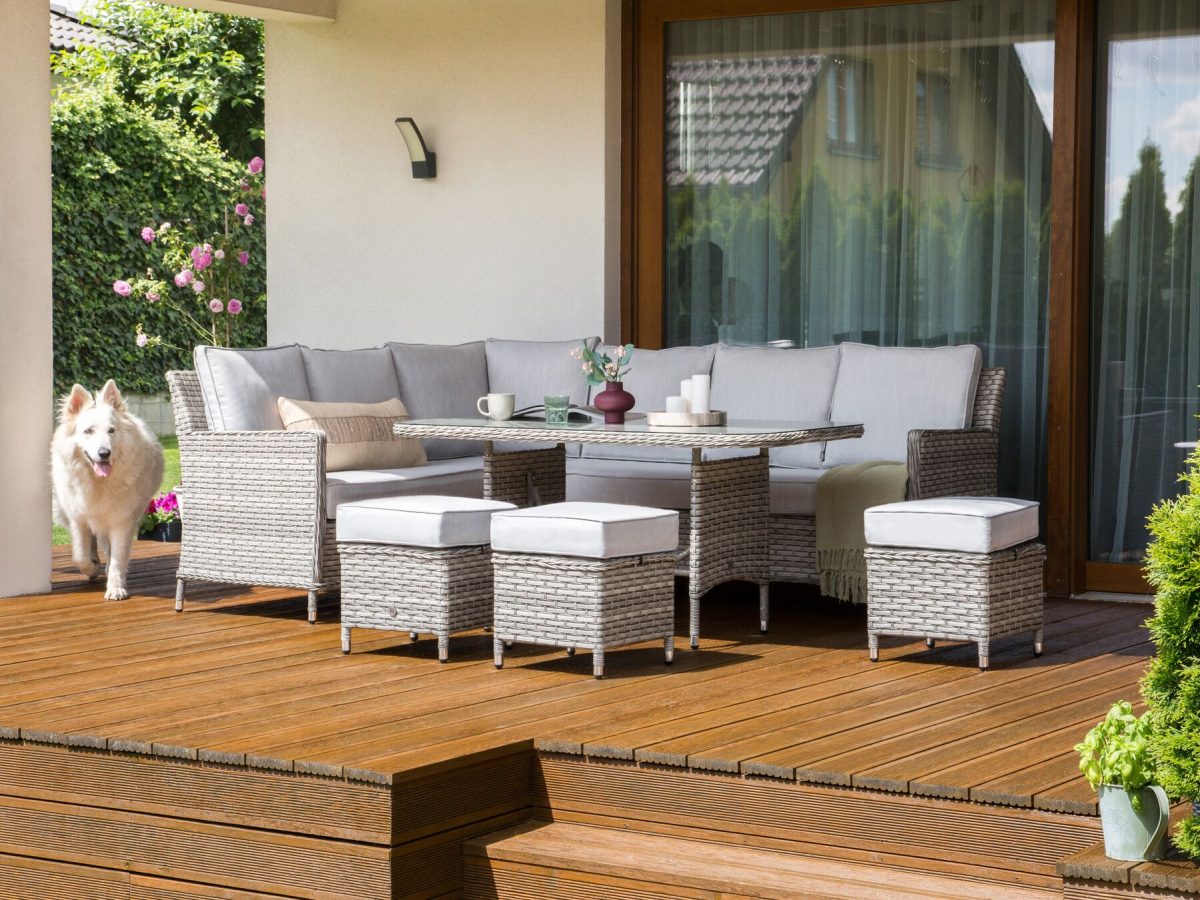 LACONA Loungeset met tafel en ottomaan 9-zitter