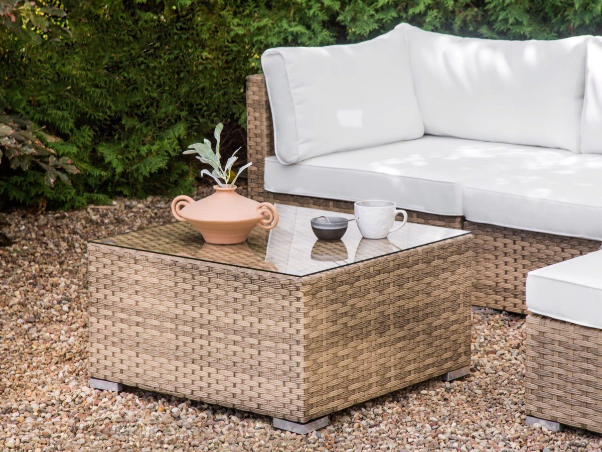 Sano Tuin hoekloungeset met tafel 4-zitter (Bruin)
