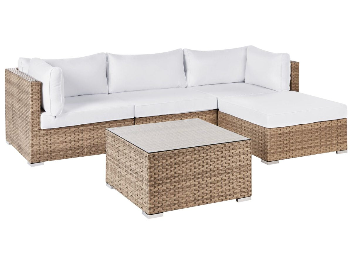 Sano Tuin hoekloungeset met tafel 4-zitter (Bruin)