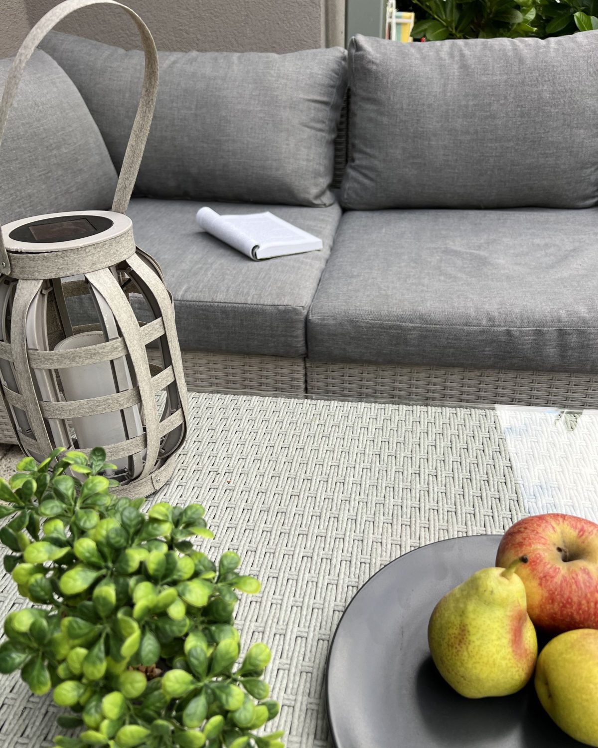 Sano Tuin hoekloungeset met tafel 4-zitter (Grijs)
