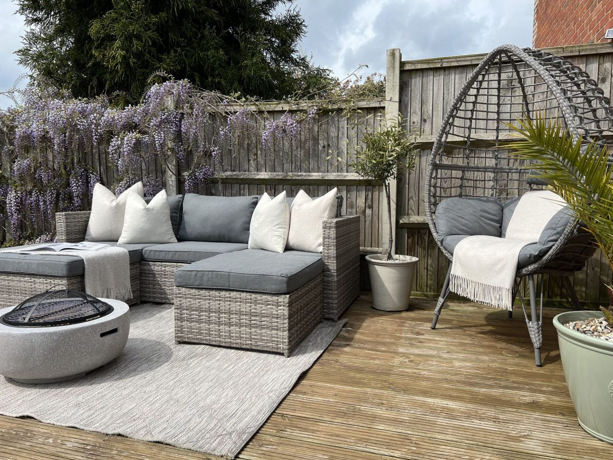 Sabbia Tuin hoekloungeset met tafel 5-zitter (Grijs)