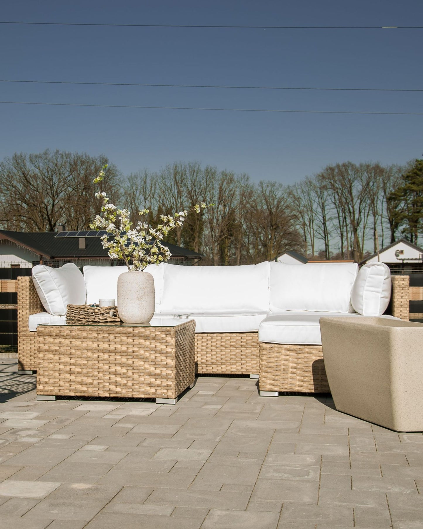 Sano Tuin hoekloungeset met tafel 4-zitter (Bruin)