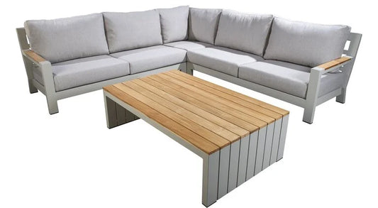 Bango hoekloungeset 286×286 – flax beige incl tafel