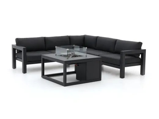 Bellagio 100cm hoek loungeset met vuurtafel 4-delig
