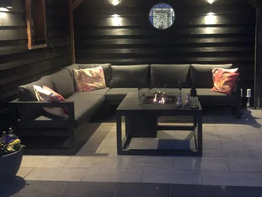 Bellagio 100cm hoek loungeset met vuurtafel 4-delig