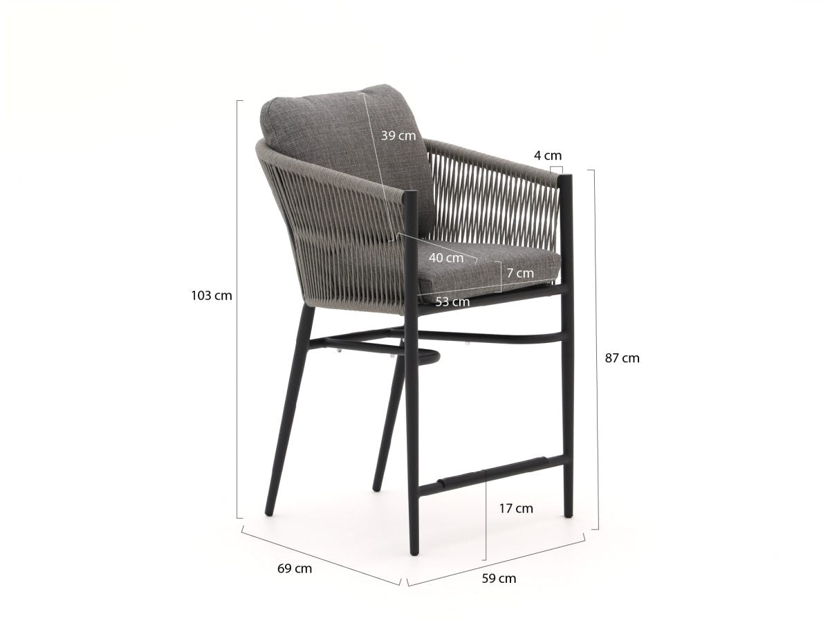 Bellagio Mineo/Induno Deens Ovaal 220cm high dining tuinset 7-delig