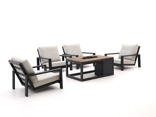 Bellagio stoel loungeset met vuurtafel 5-delig