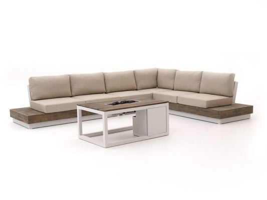 Bellagio hoek loungeset met vuurtafel 5-delig