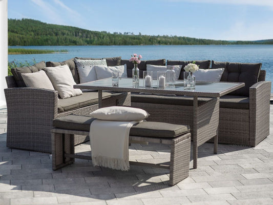 VITERBO – Loungeset met tafel 8-zitter (GRIJS)