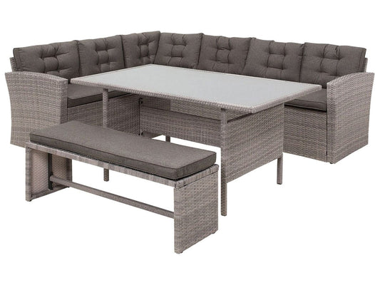 VITERBO – Loungeset met tafel 8-zitter (GRIJS)