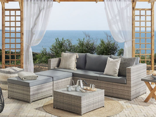 Sabbia Tuin hoekloungeset met tafel 5-zitter (Grijs)