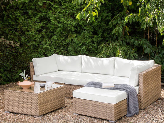 Sano Tuin hoekloungeset met tafel 4-zitter (Bruin)