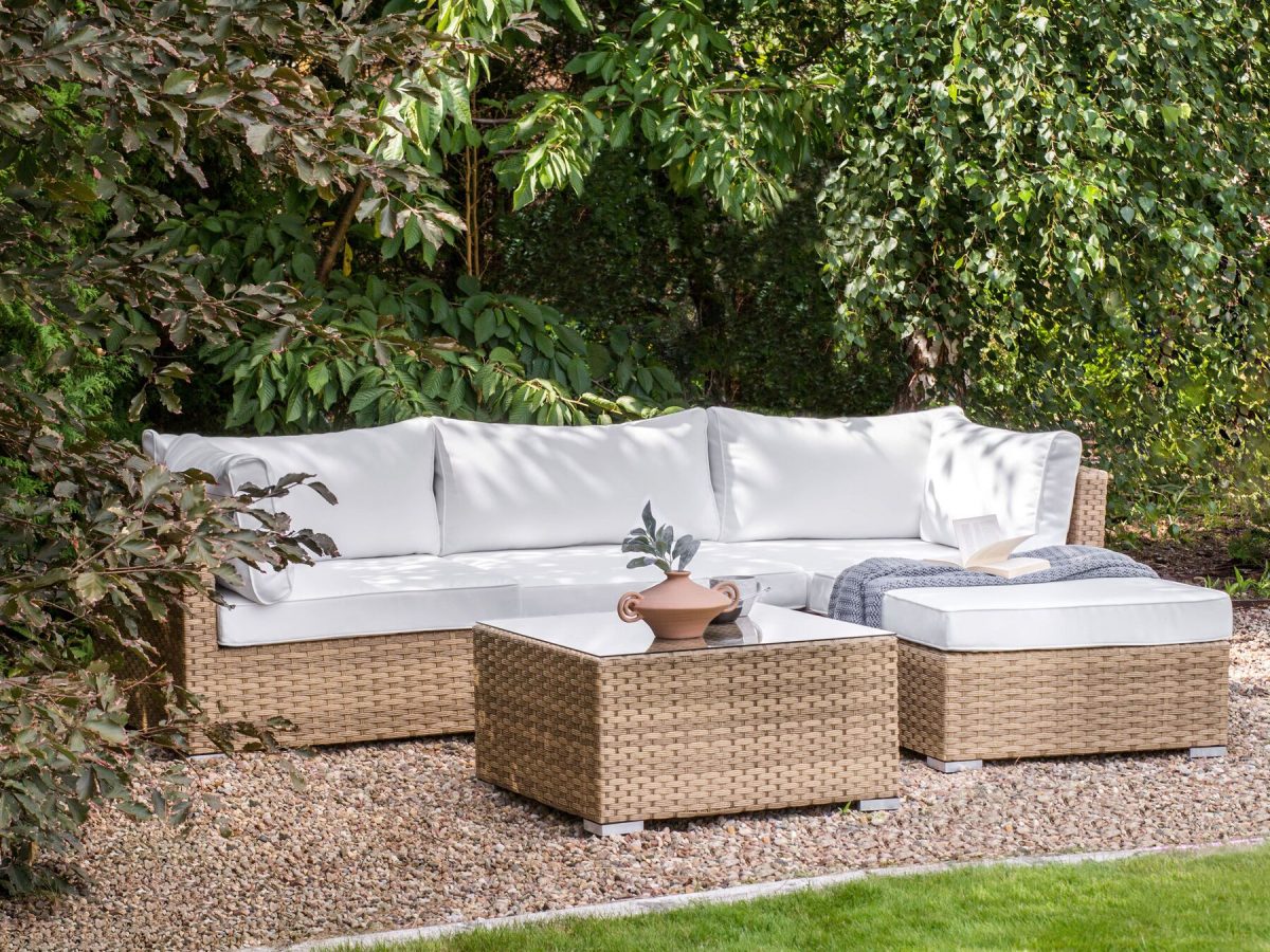 Sano Tuin hoekloungeset met tafel 4-zitter (Bruin)