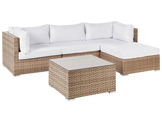 Sano Tuin hoekloungeset met tafel 4-zitter (Bruin)